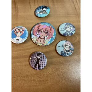 Bundle Of 6 Anime Pins Circular